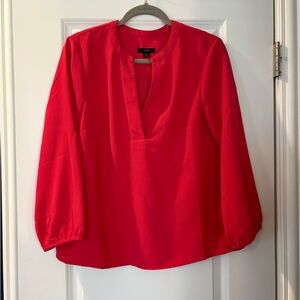 J. Crew bright pink V-Neck Tunic Ballon Sleeve Long Sleeve Blouse size medium